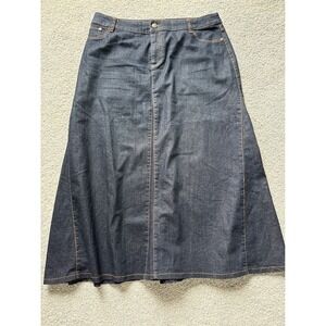 Jamie Nicole Collection Dark Wash Denim Maxi Skirt Size 14 Stretch A-Line Long